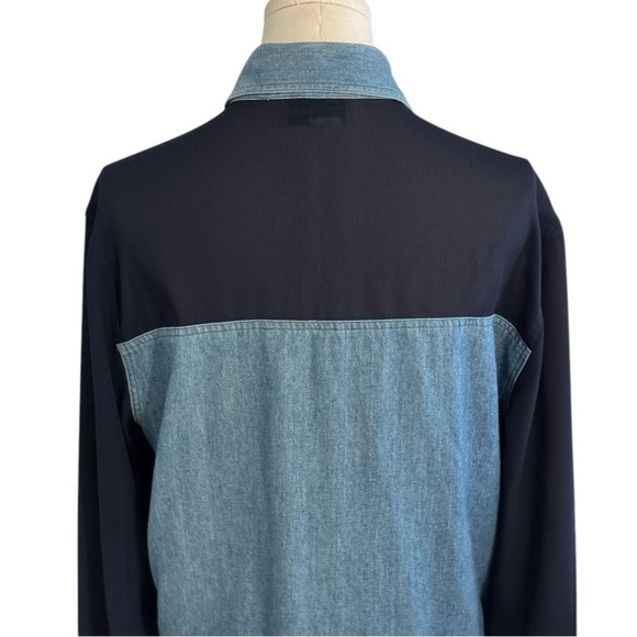 VINTAGE Denim Sheer Blue‎ Denim Button-Up Shirt Country Concert L Bloomingdale’s - Picture 6 of 7